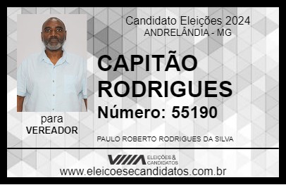 Candidato CAPITÃO RODRIGUES 2024 - ANDRELÂNDIA - Eleições