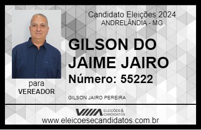 Candidato GILSON DO JAIME JAIRO 2024 - ANDRELÂNDIA - Eleições