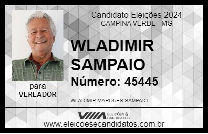 Candidato WLADIMIR SAMPAIO 2024 - CAMPINA VERDE - Eleições