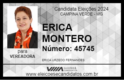 Candidato ERICA MONTERO 2024 - CAMPINA VERDE - Eleições