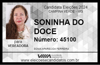 Candidato SONINHA DO  DOCE 2024 - CAMPINA VERDE - Eleições