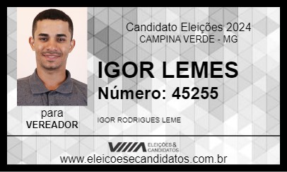 Candidato IGOR LEMES 2024 - CAMPINA VERDE - Eleições