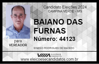 Candidato BAIANO DAS FURNAS 2024 - CAMPINA VERDE - Eleições