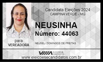 Candidato NEUSINHA 2024 - CAMPINA VERDE - Eleições