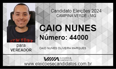 Candidato CAIO NUNES        2024 - CAMPINA VERDE - Eleições