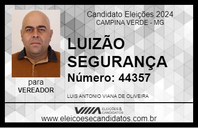 Candidato LUIZÃO SEGURANÇA      2024 - CAMPINA VERDE - Eleições