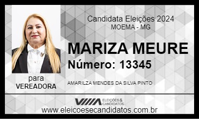 Candidato MARIZA MEURE 2024 - MOEMA - Eleições