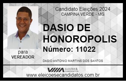 Candidato DASIO DE HONOROPOLIS      2024 - CAMPINA VERDE - Eleições