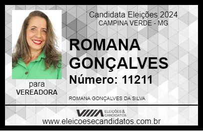 Candidato ROMANA GONÇALVES   2024 - CAMPINA VERDE - Eleições