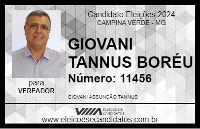 Candidato GIOVANI TANNUS BORÉU      2024 - CAMPINA VERDE - Eleições