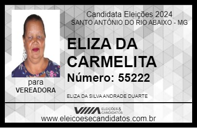 Candidato ELIZA DA CARMELITA 2024 - SANTO ANTÔNIO DO RIO ABAIXO - Eleições