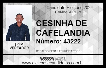 Candidato CESINHA DE CAFELANDIA 2024 - ITAMBACURI - Eleições