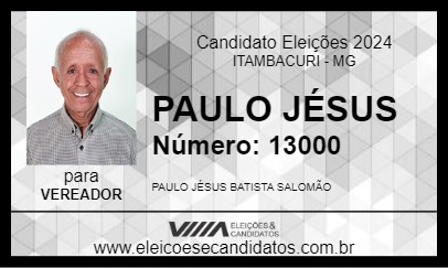 Candidato PAULO JÉSUS 2024 - ITAMBACURI - Eleições