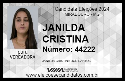 Candidato JANILDA CRISTINA 2024 - MIRADOURO - Eleições