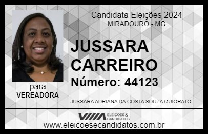 Candidato JUSSARA CARREIRO 2024 - MIRADOURO - Eleições