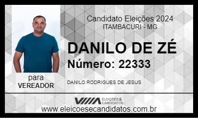 Candidato DANILO DE ZÉ PALITO 2024 - ITAMBACURI - Eleições