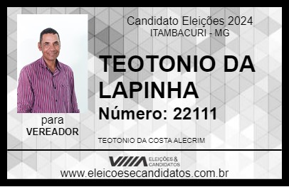 Candidato TEOTONIO DA LAPINHA 2024 - ITAMBACURI - Eleições