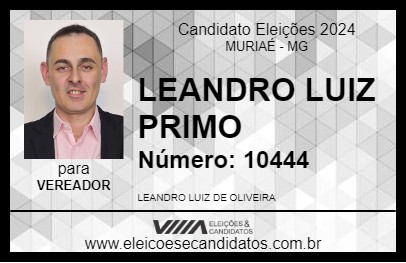 Candidato LEANDRO LUIZ PRIMO 2024 - MURIAÉ - Eleições