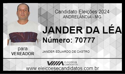 Candidato JANDER DA LÉA 2024 - ANDRELÂNDIA - Eleições