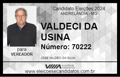 Candidato VALDECI DA USINA 2024 - ANDRELÂNDIA - Eleições