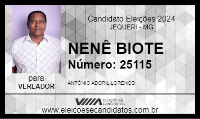 Candidato NENÊ BIOTE 2024 - JEQUERI - Eleições