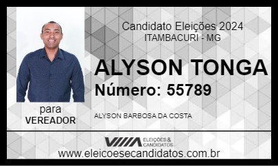 Candidato ALYSON TONGA 2024 - ITAMBACURI - Eleições