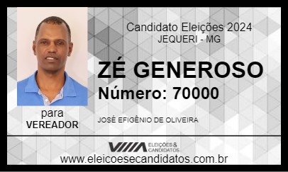 Candidato ZÉ GENEROSO 2024 - JEQUERI - Eleições