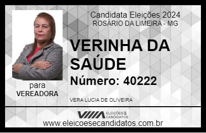 Candidato VERINHA DA SAÚDE 2024 - ROSÁRIO DA LIMEIRA - Eleições