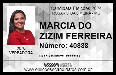 Candidato MARCIA DO ZIZIM FERREIRA 2024 - ROSÁRIO DA LIMEIRA - Eleições