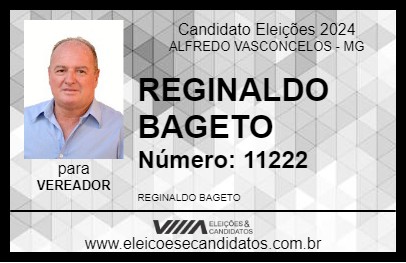 Candidato REGINALDO BAGETO 2024 - ALFREDO VASCONCELOS - Eleições