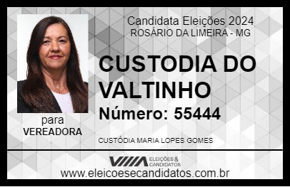 Candidato CUSTODIA DO VALTINHO 2024 - ROSÁRIO DA LIMEIRA - Eleições