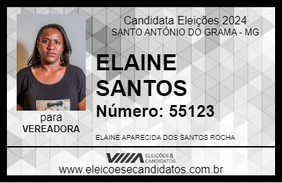 Candidato ELAINE SANTOS 2024 - SANTO ANTÔNIO DO GRAMA - Eleições