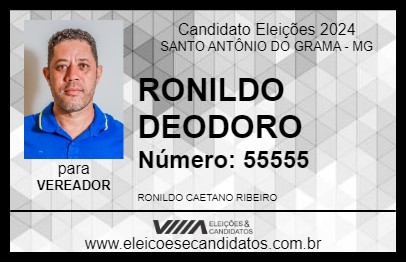 Candidato RONILDO DEODORO 2024 - SANTO ANTÔNIO DO GRAMA - Eleições