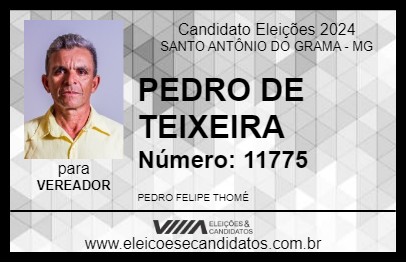 Candidato PEDRO DE TEIXEIRA 2024 - SANTO ANTÔNIO DO GRAMA - Eleições