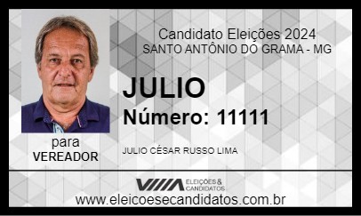 Candidato JULIO 2024 - SANTO ANTÔNIO DO GRAMA - Eleições