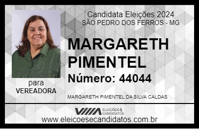 Candidato MARGARETH PIMENTEL 2024 - SÃO PEDRO DOS FERROS - Eleições