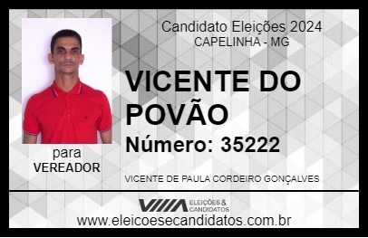 Candidato VICENTE DO POVÃO 2024 - CAPELINHA - Eleições