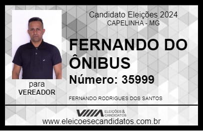 Candidato FERNANDO DO ÔNIBUS 2024 - CAPELINHA - Eleições