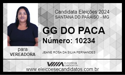 Candidato GG DO PACA 2024 - SANTANA DO PARAÍSO - Eleições