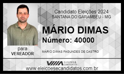 Candidato MÁRIO DIMAS 2024 - SANTANA DO GARAMBÉU - Eleições