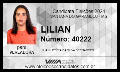 Candidato LILIAN 2024 - SANTANA DO GARAMBÉU - Eleições