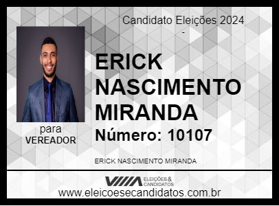 Candidato ERICK NASCIMENTO MIRANDA 2024 - CORONEL FABRICIANO - Eleições