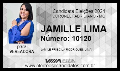 Candidato JAMILLE LIMA 2024 - CORONEL FABRICIANO - Eleições