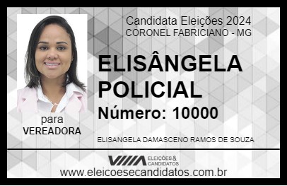 Candidato ELISÂNGELA POLICIAL 2024 - CORONEL FABRICIANO - Eleições