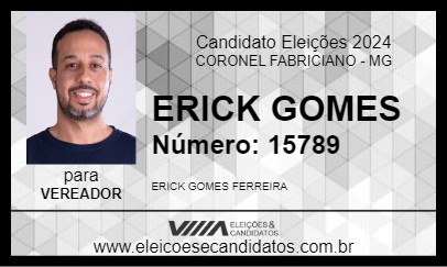 Candidato ERICK GOMES 2024 - CORONEL FABRICIANO - Eleições