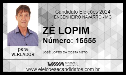 Candidato ZÉ LOPIM 2024 - ENGENHEIRO NAVARRO - Eleições