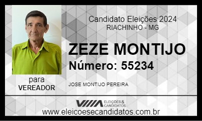 Candidato ZEZE MONTIJO 2024 - RIACHINHO - Eleições