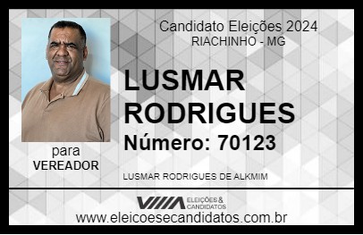 Candidato LUSMAR RODRIGUES 2024 - RIACHINHO - Eleições