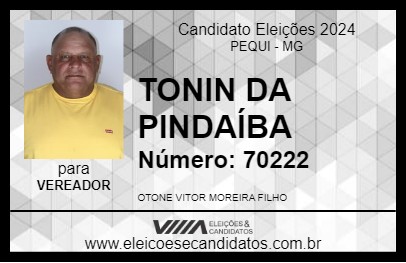 Candidato TONIN DA PINDAÍBA 2024 - PEQUI - Eleições