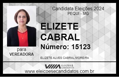 Candidato ELIZETE CABRAL 2024 - PEQUI - Eleições